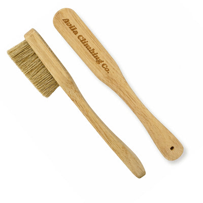 Avila Climbing Co. boar's hair climbing brush — bristle head and engraved rubberwood handle