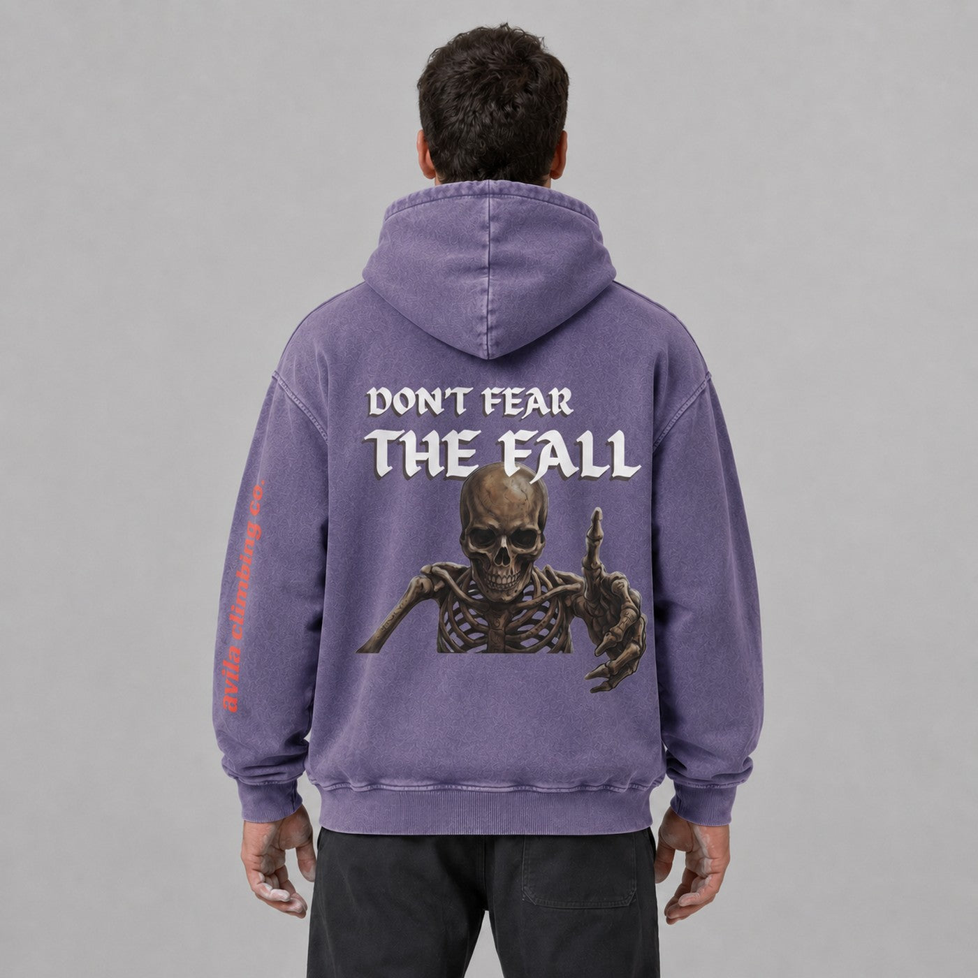 Avila Climbing Co. Dead Point Hoodie — amethyst, worn back