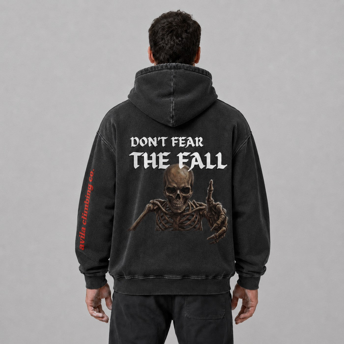 Avila Climbing Co. Dead Point Hoodie — black, worn back