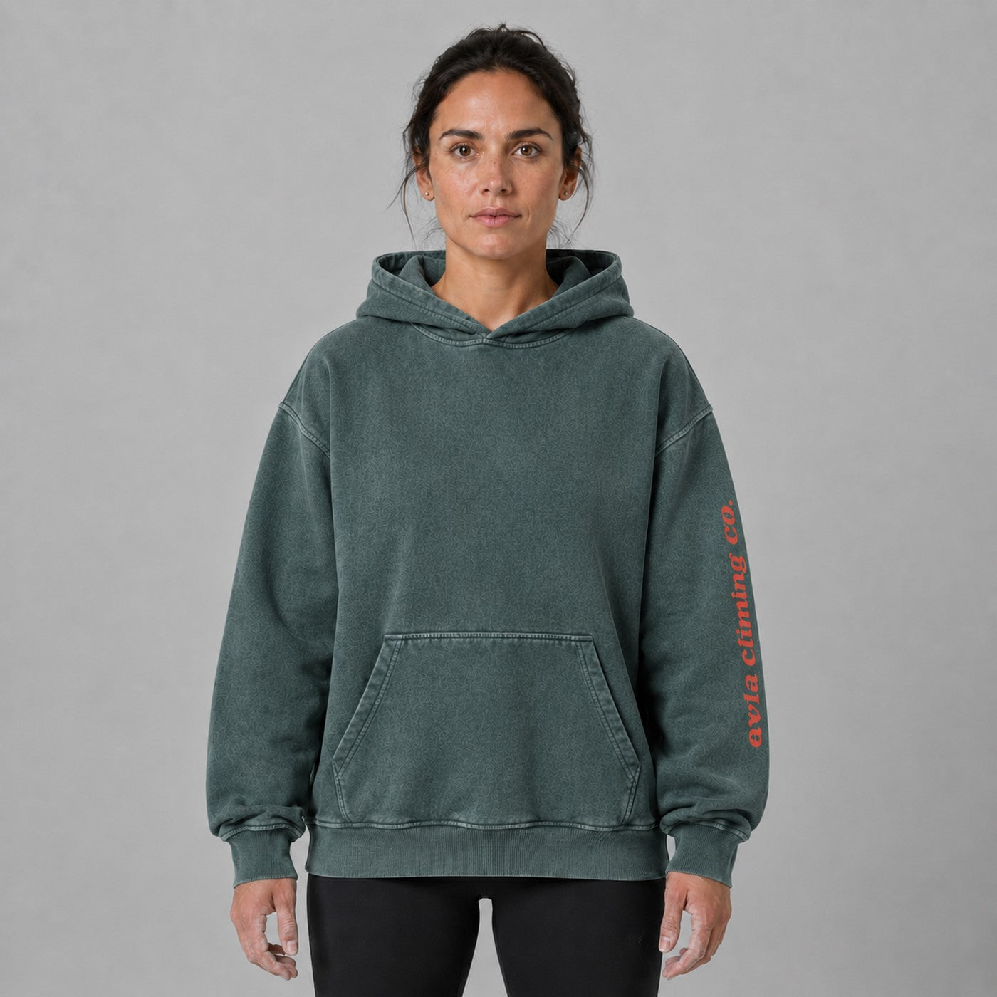 Avila Climbing Co. Dead Point Hoodie — forest green, worn front