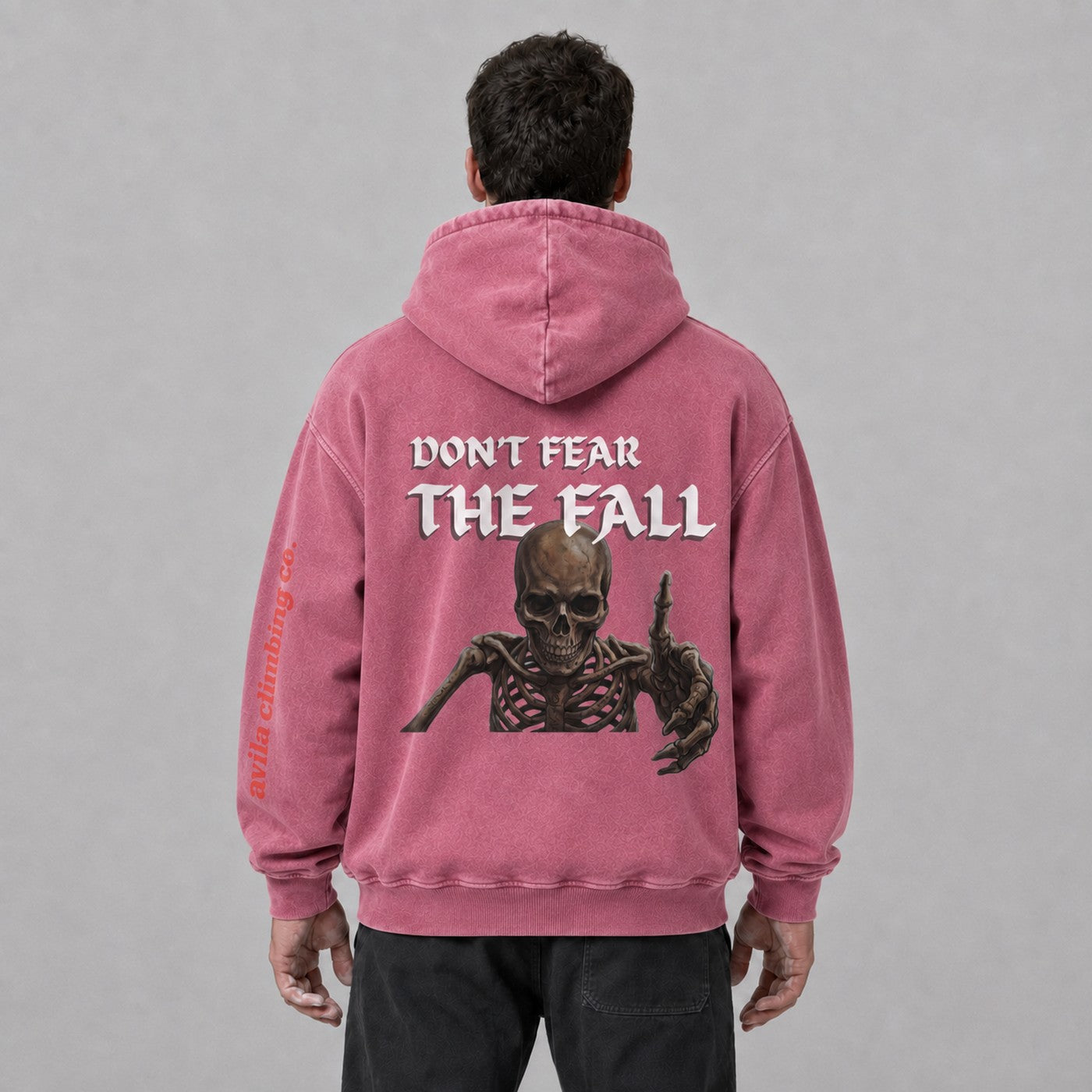 Avila Climbing Co. Dead Point Hoodie — ruby, worn back