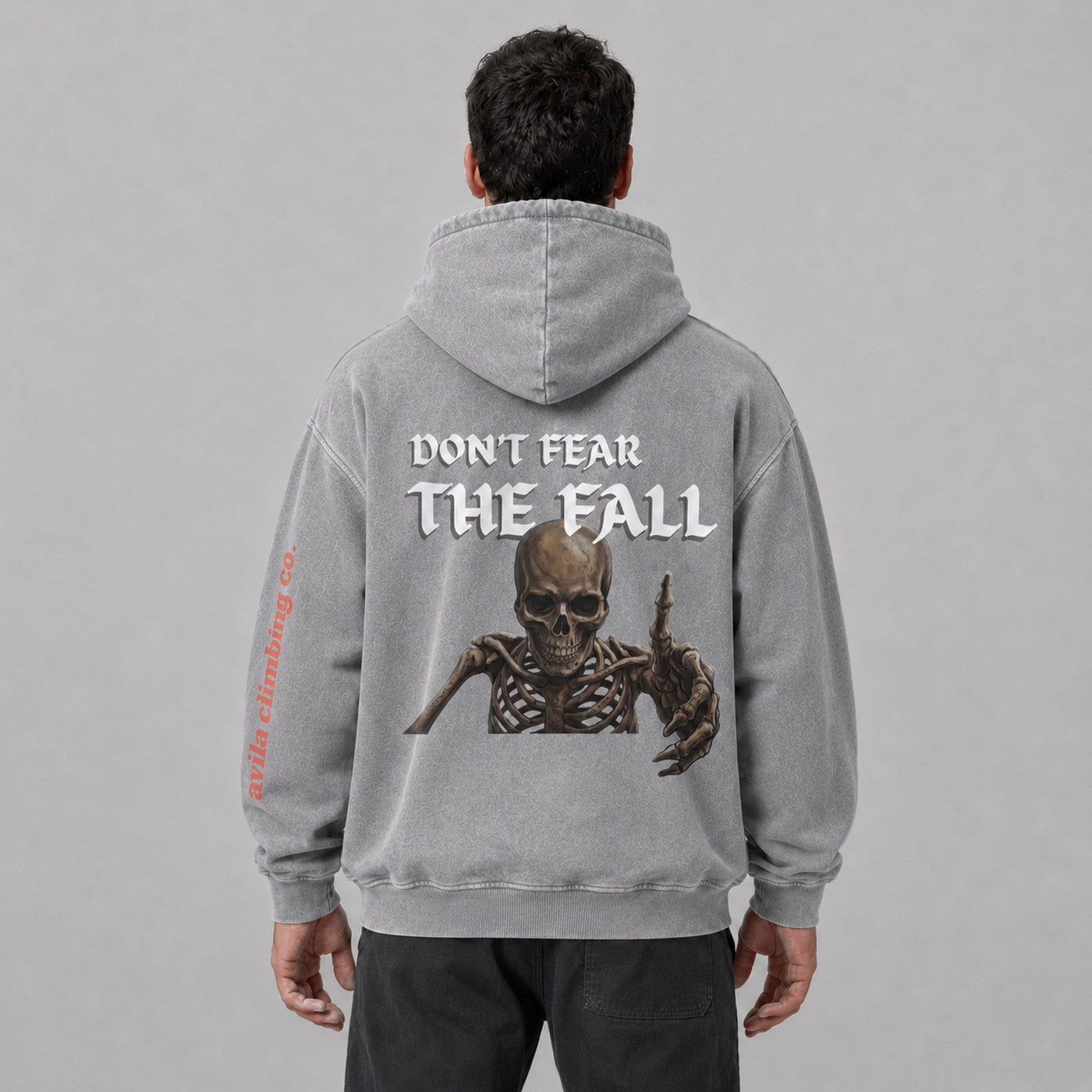 Avila Climbing Co. Dead Point Hoodie — slate, worn back