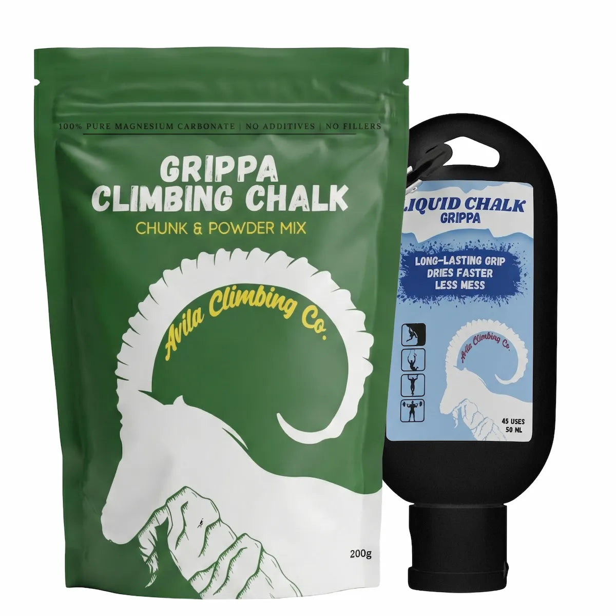 Grippa chunky and powder and liquid chalk, for climbing, lifting, gymnastics