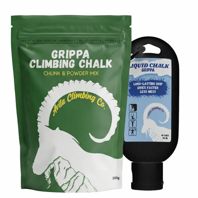 Grippa chunky and powder and liquid chalk, for climbing, lifting, gymnastics